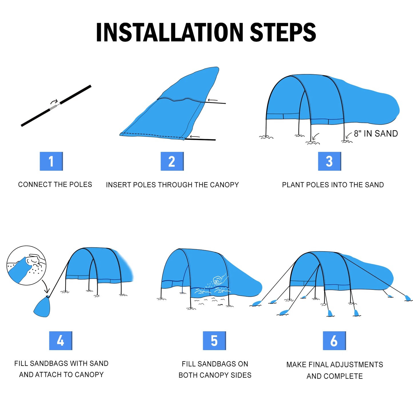 New Beach Shade with Quiet Canopy, The Beach Shade Canopy，Beach Canopy - Covers Up to 8 People, 200 Sq. Ft. of Shade, Sets Up in 3 Minutes, Lightweight, Compact, Wind Assist Included