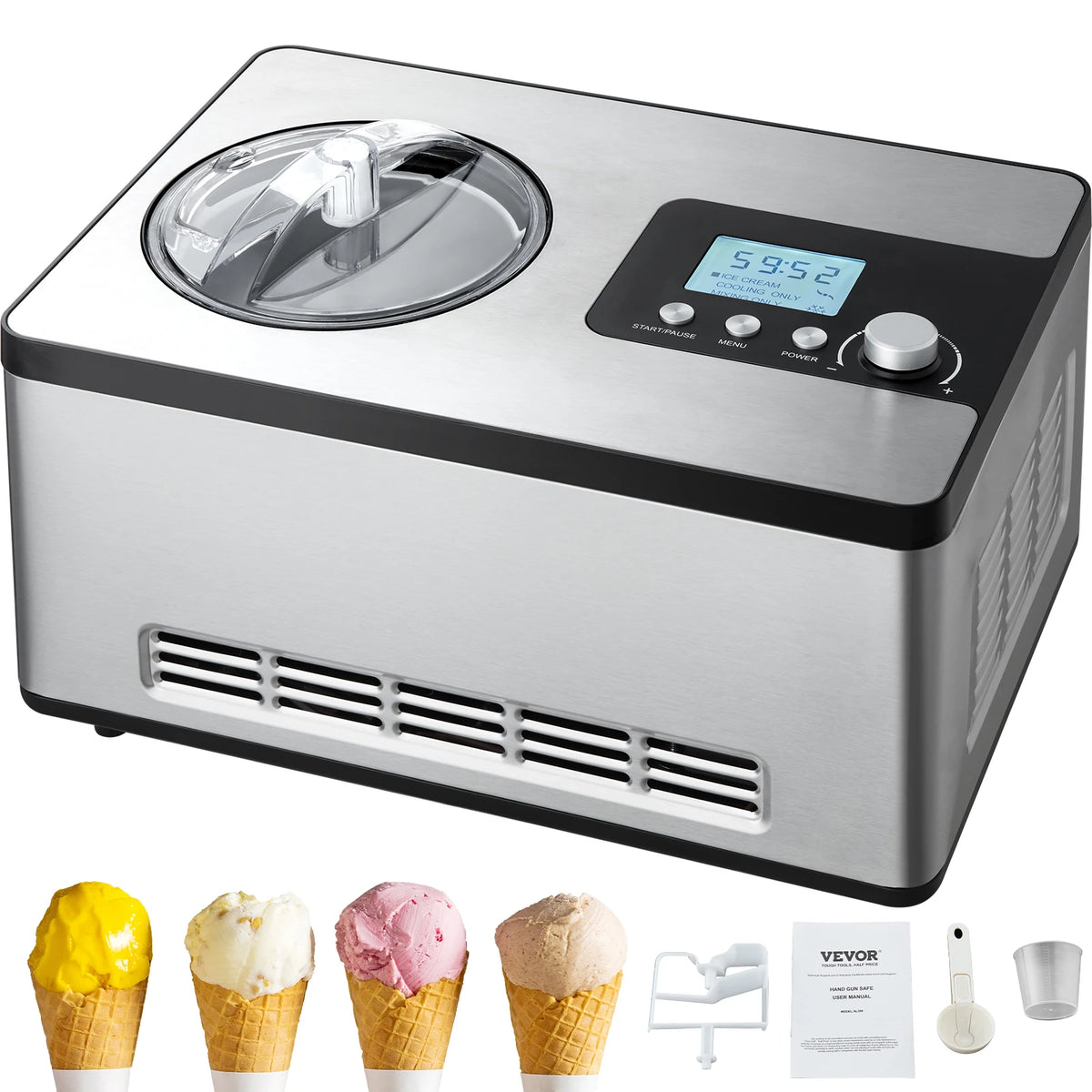 SucceBuy Automatic Ice Cream Maker With Compressor