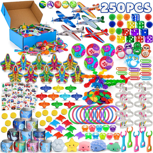 250pcs,Classroom Treasure Box Prizes Kids Birthday Party Favors Goody Bag Fillers Kid Carnival Prizes Box Toys Assortment Treasure Chest Toys Assorted Pinata Filler
