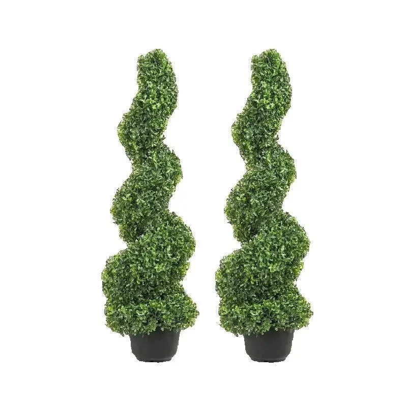 SucceBuy Artificial Boxwood Spiral Topiary Tower Plant