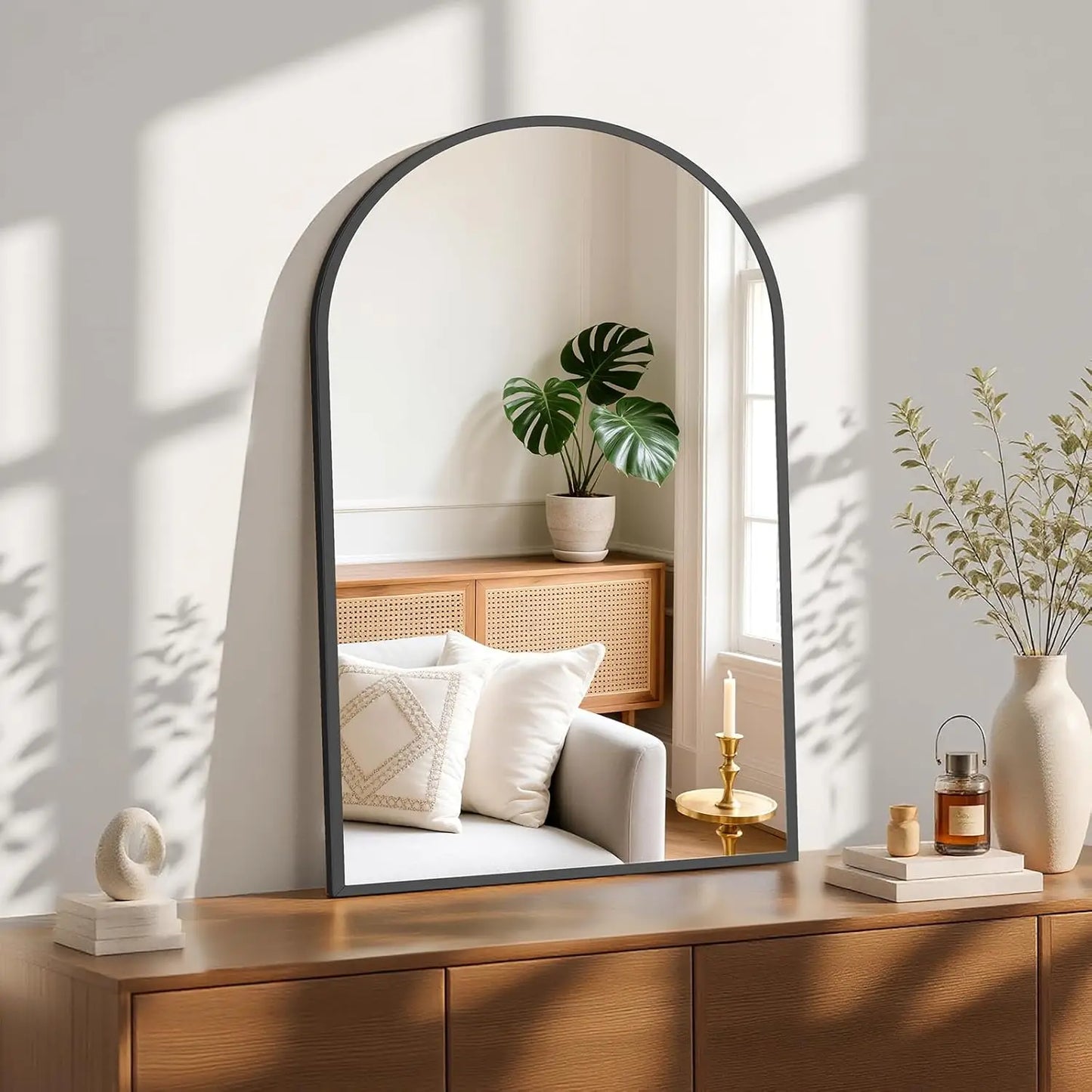 24'x36' Arched Black Bathroom Mirrors for Wall | Bathroom Mirrors for Over Sink, Metal Framed with HD Shatter-Proof Glass for En