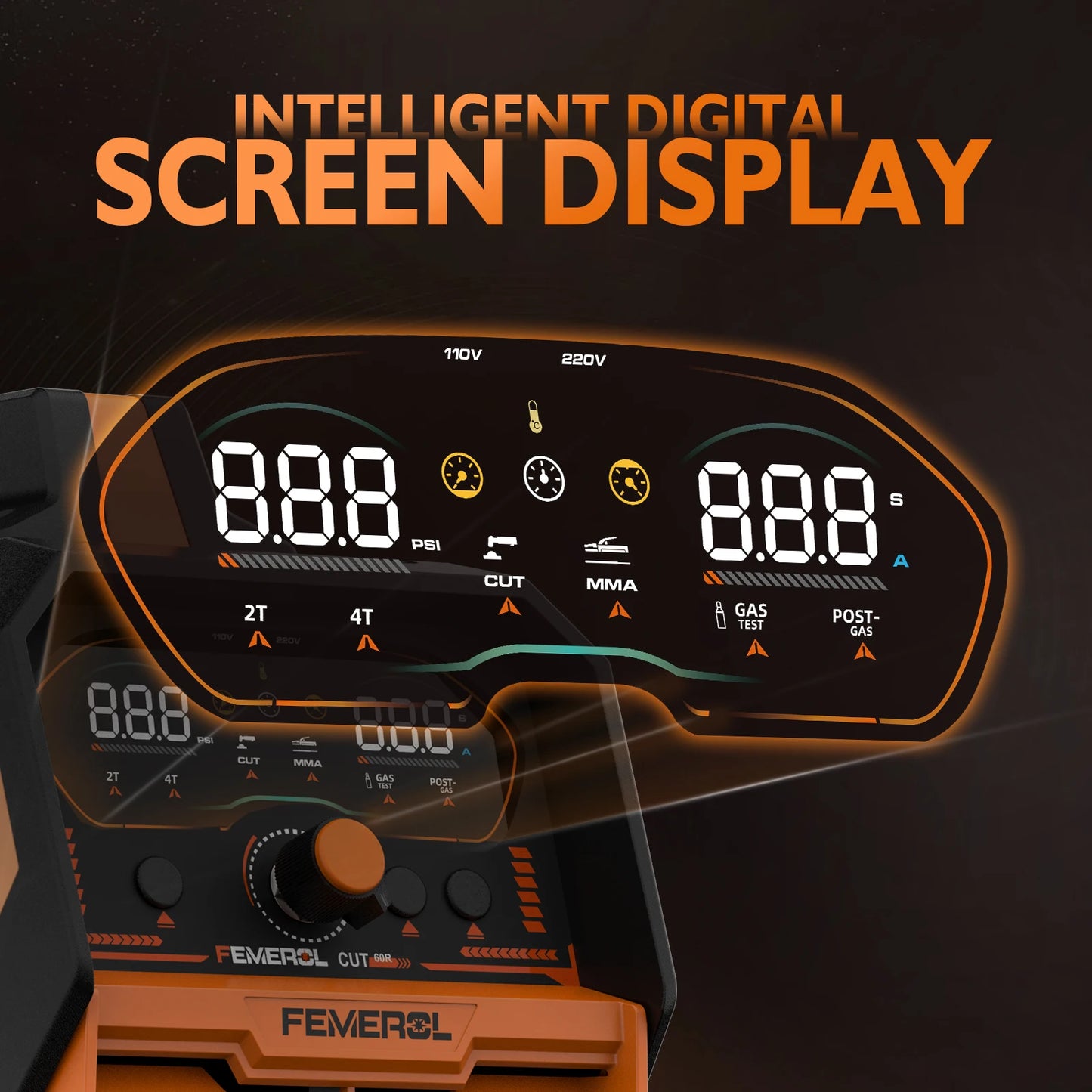 FEMEROL 2 In 1 60A Plasma Cutter 110/220V 200A Stick Welder Non-Touch Pilot Arc Large LED Display IGBT Plasma Cutting Machine