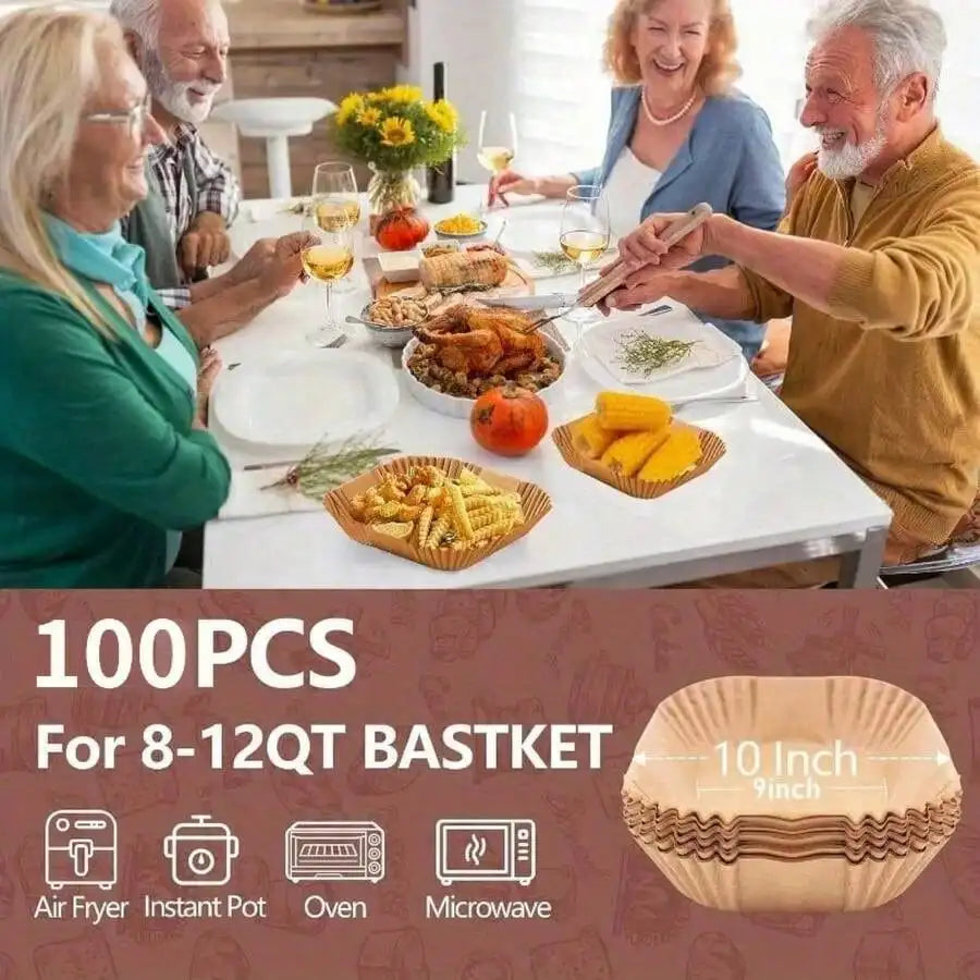 Square Disposable Air Fryer Liners 6.3in 8in Non Stick Oil Proof Paper Basket Bowls Heat Resistant Baking Trays Oven Kitchen Gadgets Mother's Day Gift Kitchen Cooking Essentials Accessories