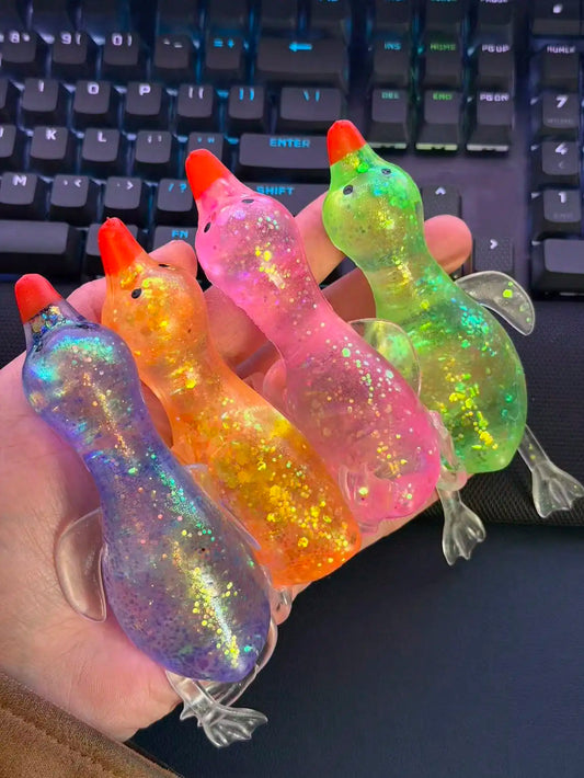 Glitter Crystal Swan Duck Squishy Toy For Stress Relief