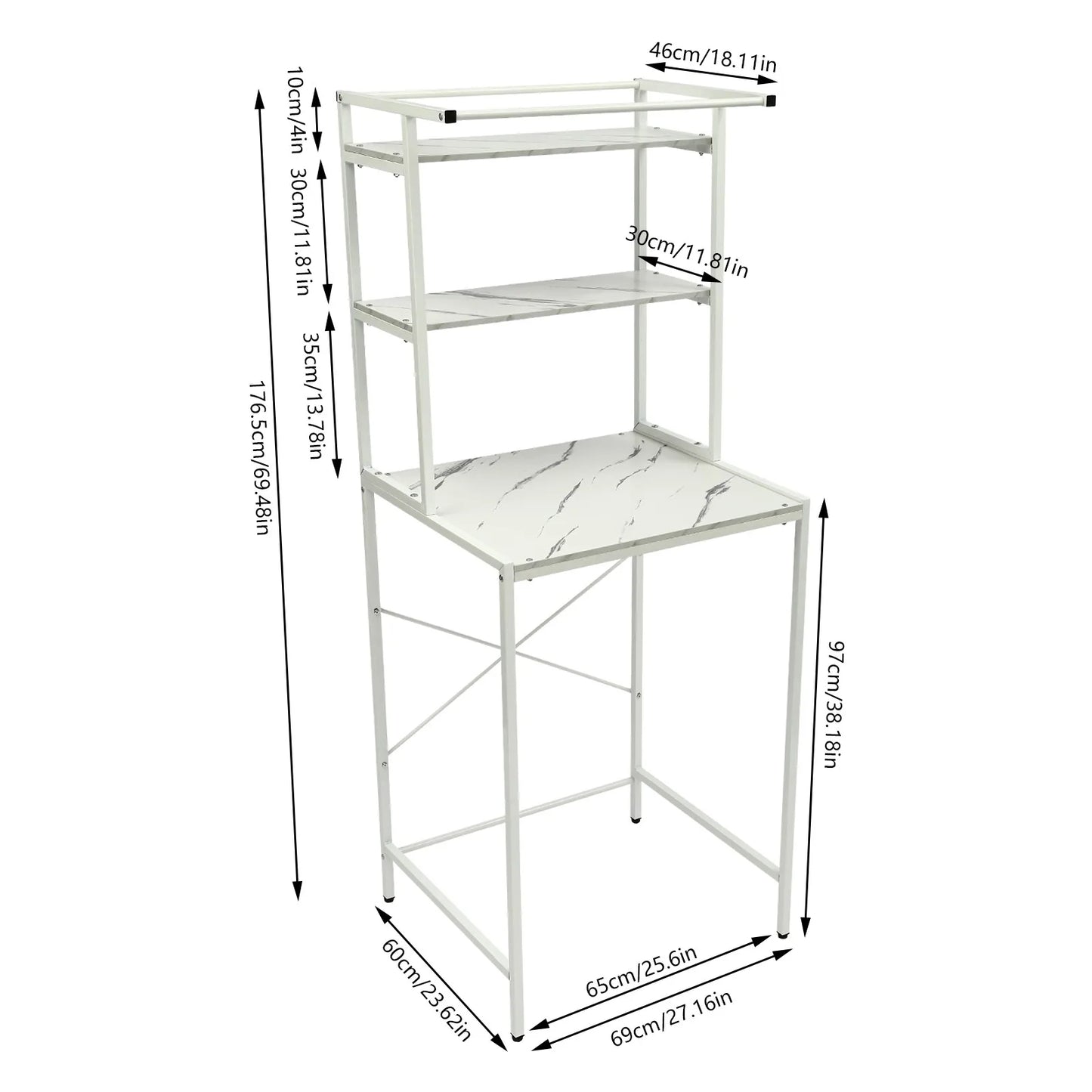 Over The Washer and Dryer Storage Shelf 3-Tier  Bathroom Storage and Organizer Rack for Hanging Towels and Drying Clothes