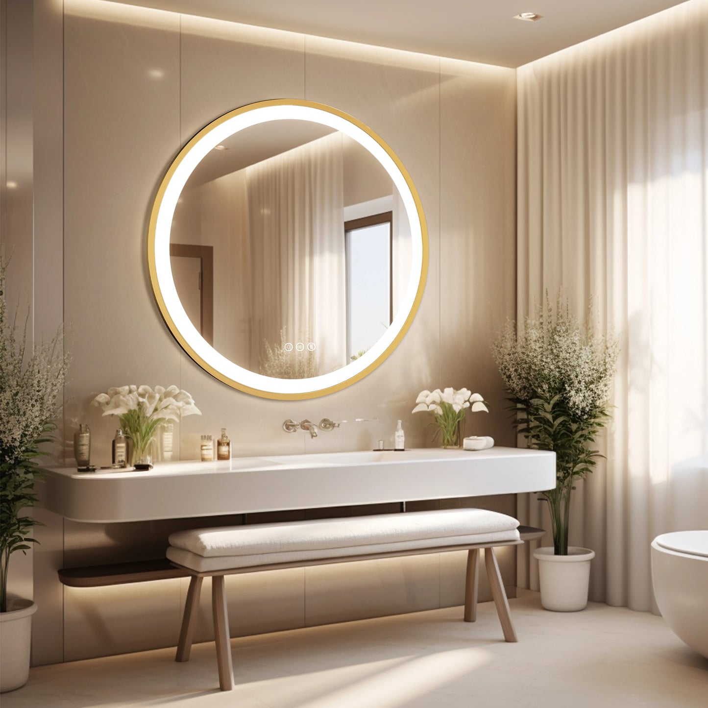 LED Fogless Bathroom Mirror With Three Color Temperature