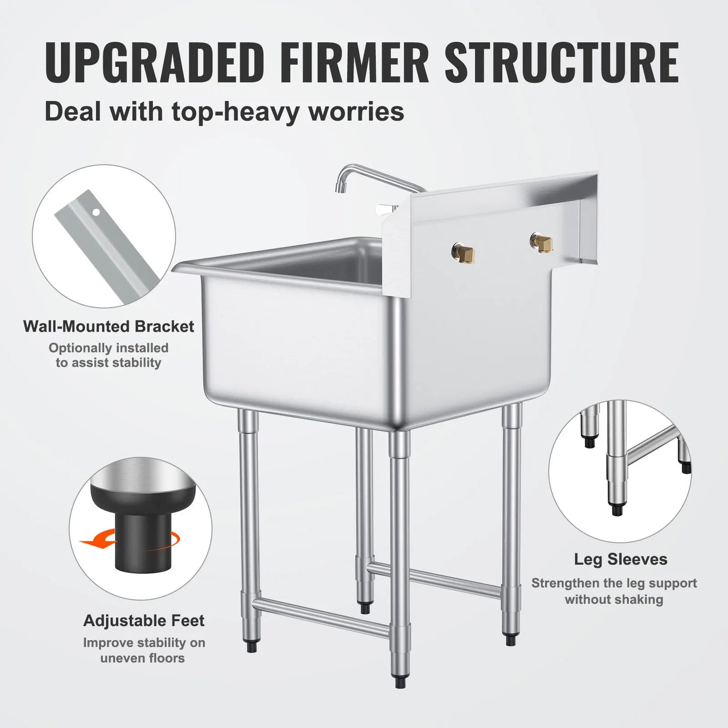 SucceBuy Stainless Steel Prep Sink 1 Compartment