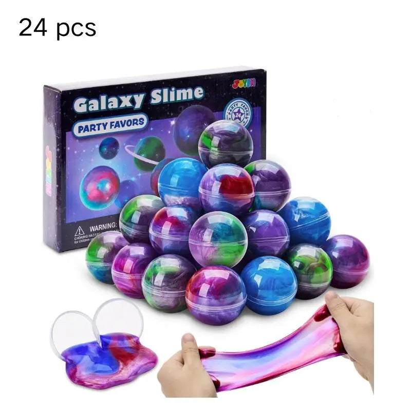 24 Pack Slime Party Favors Galaxy Slime Ball - Stretchy Non-Sticky Mess-Free Classroom Reward Party Supplies