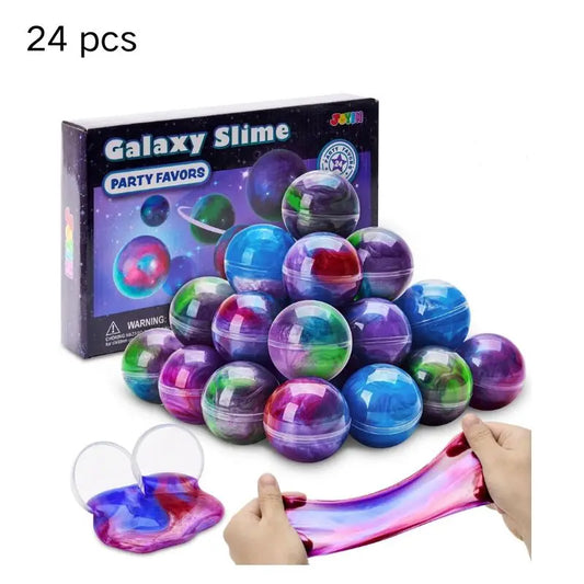24 Pack Slime Party Favors Galaxy Slime Ball - Stretchy Non-Sticky Mess-Free Classroom Reward Party Supplies