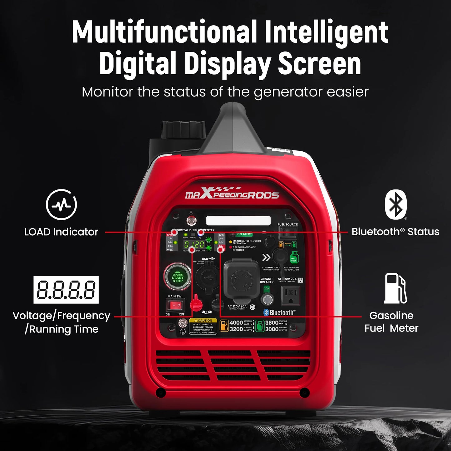 Maxpeedingrods 4kW Dual Fuel Inverter Generator Bluetooth