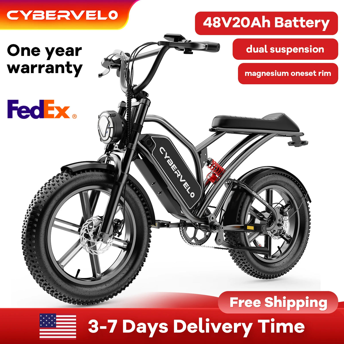 Cybervelo 1000W Electric Fat Tire Dirt Bike