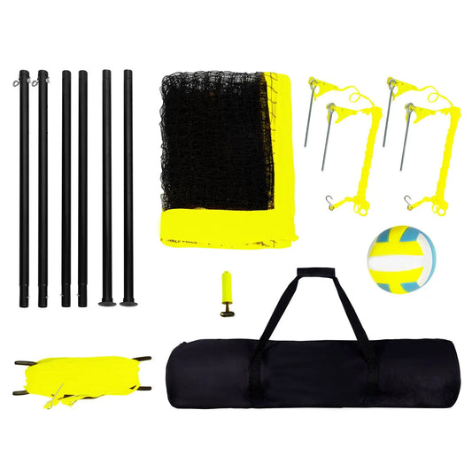 Outdoor Portable Volleyball Net System, Adjustable Height Steel Poles, Professional Volleyball Set with PVC Volleyball, Pump
