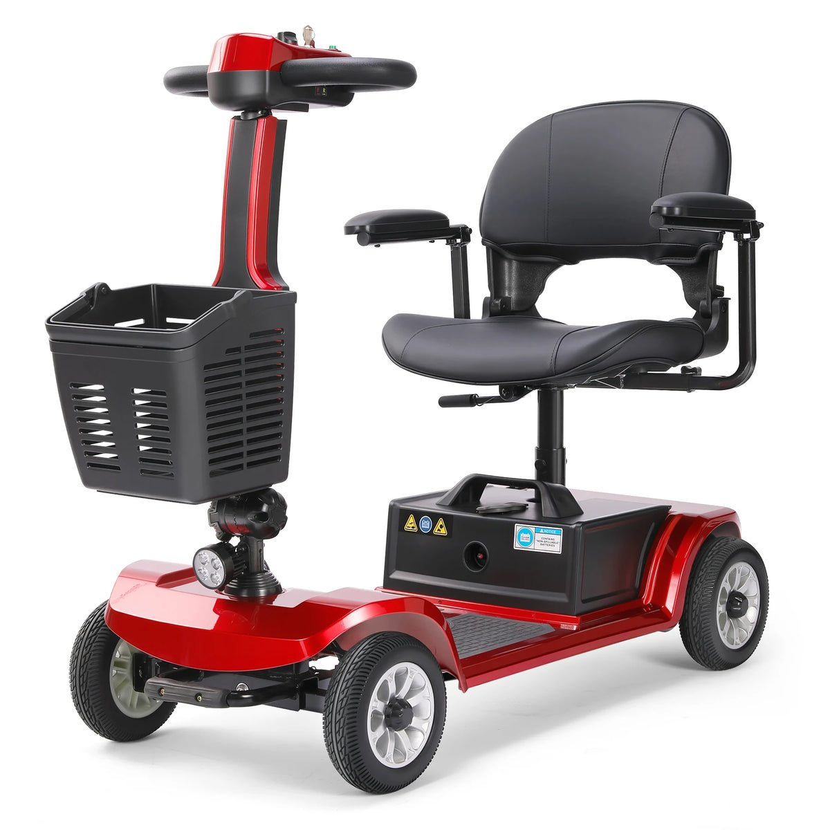 Unificare Red Portable Folding Mobility Scooter Ideal for Adults and Seniors Practical Swivel Seat Stable Anti Tip Design Wear