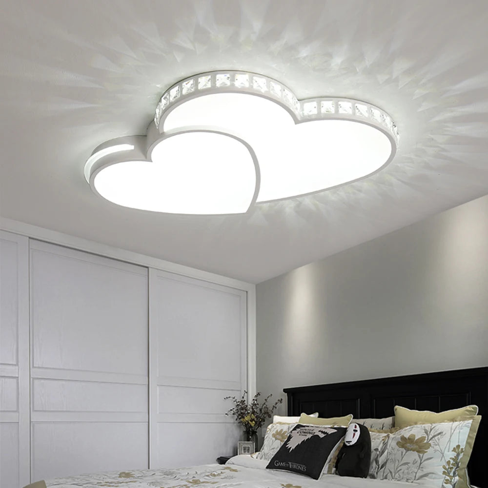 Heart Shaped Crystal LED Ceiling Light Flush Mount Lamp