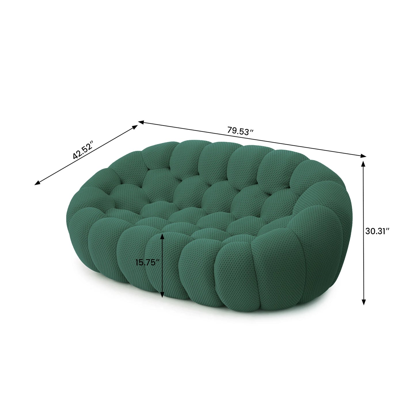 Sdorens 78'' Modern Curved Boneless Sofa Comfy 3D Knitted Fabric Loveseat Couch Football-Shaped Lazy Floor Sofas for Living Room