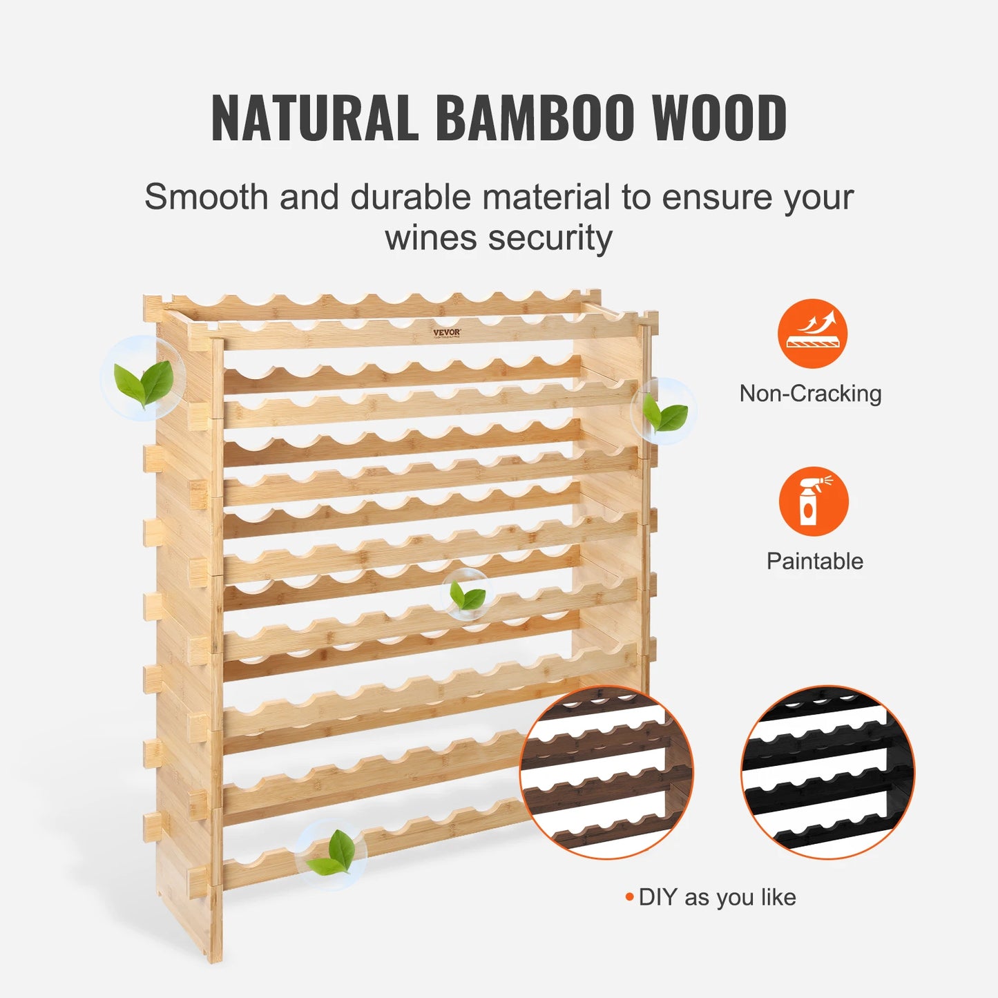 SucceBuy 8 Tier Bamboo Stackable Wine Rack