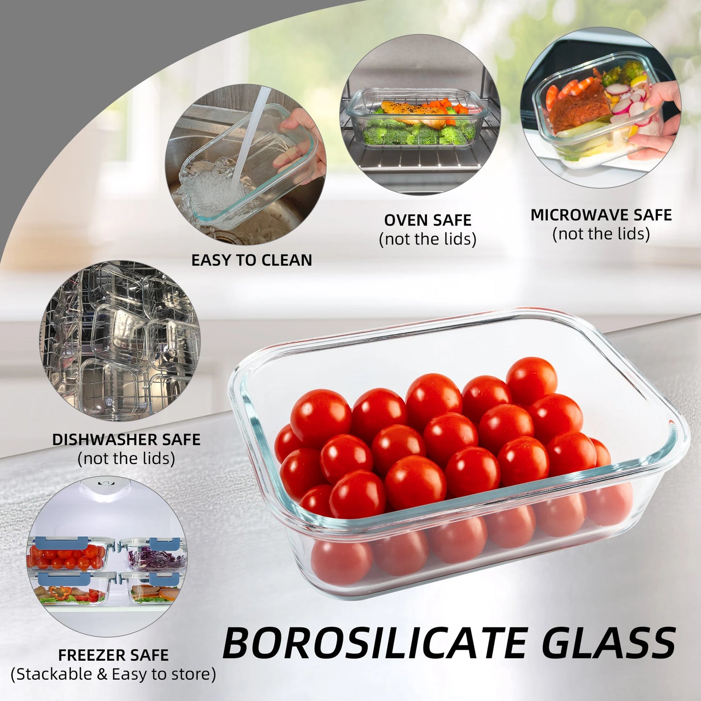 Glass Storage Containers Set, Leakproof Airtight