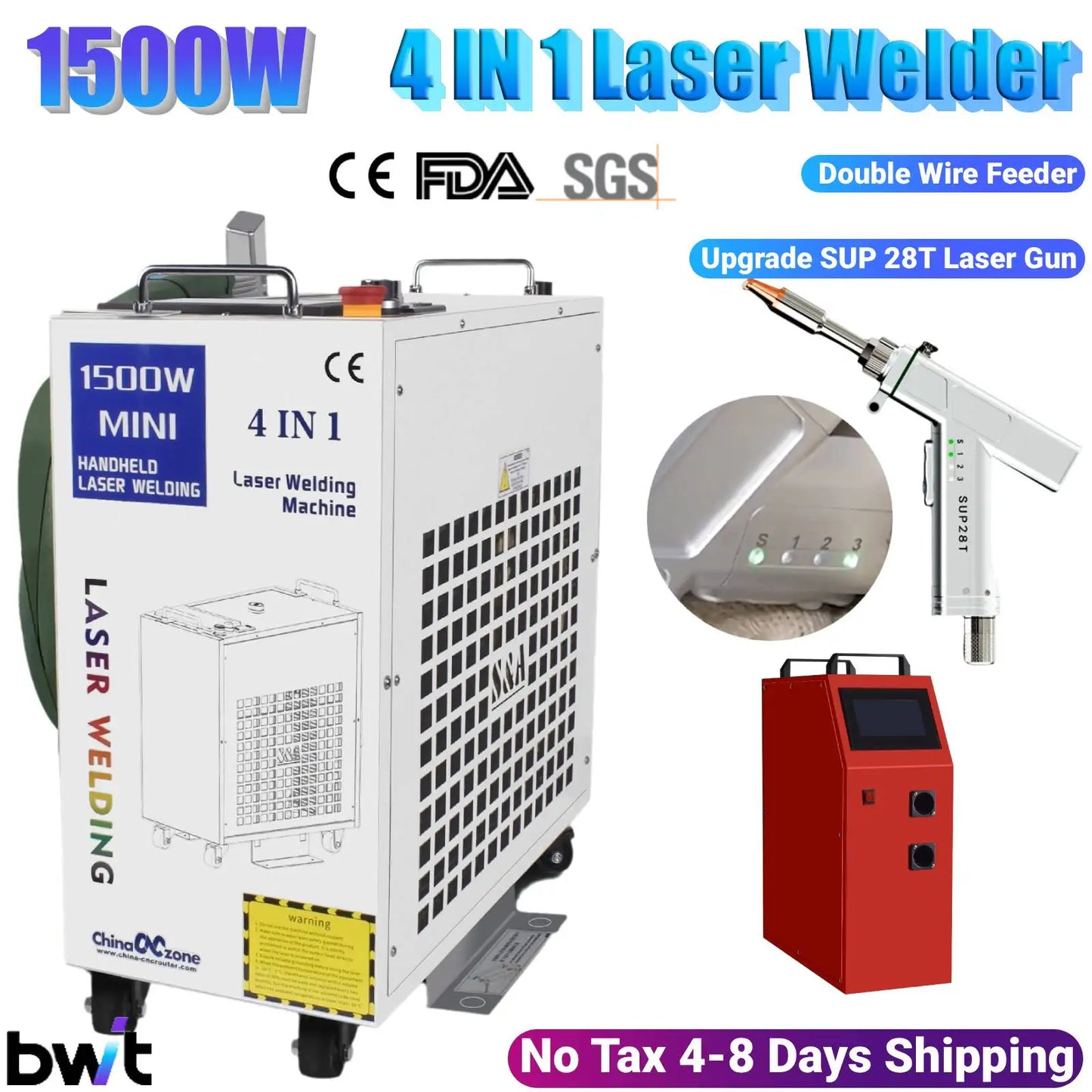2000W BWT 4 IN 1 Fiber Laser Welding Soldering Cutting Machine New Upgrade SUP 28T Weld Gun Handheld Laser Welder for All Metal