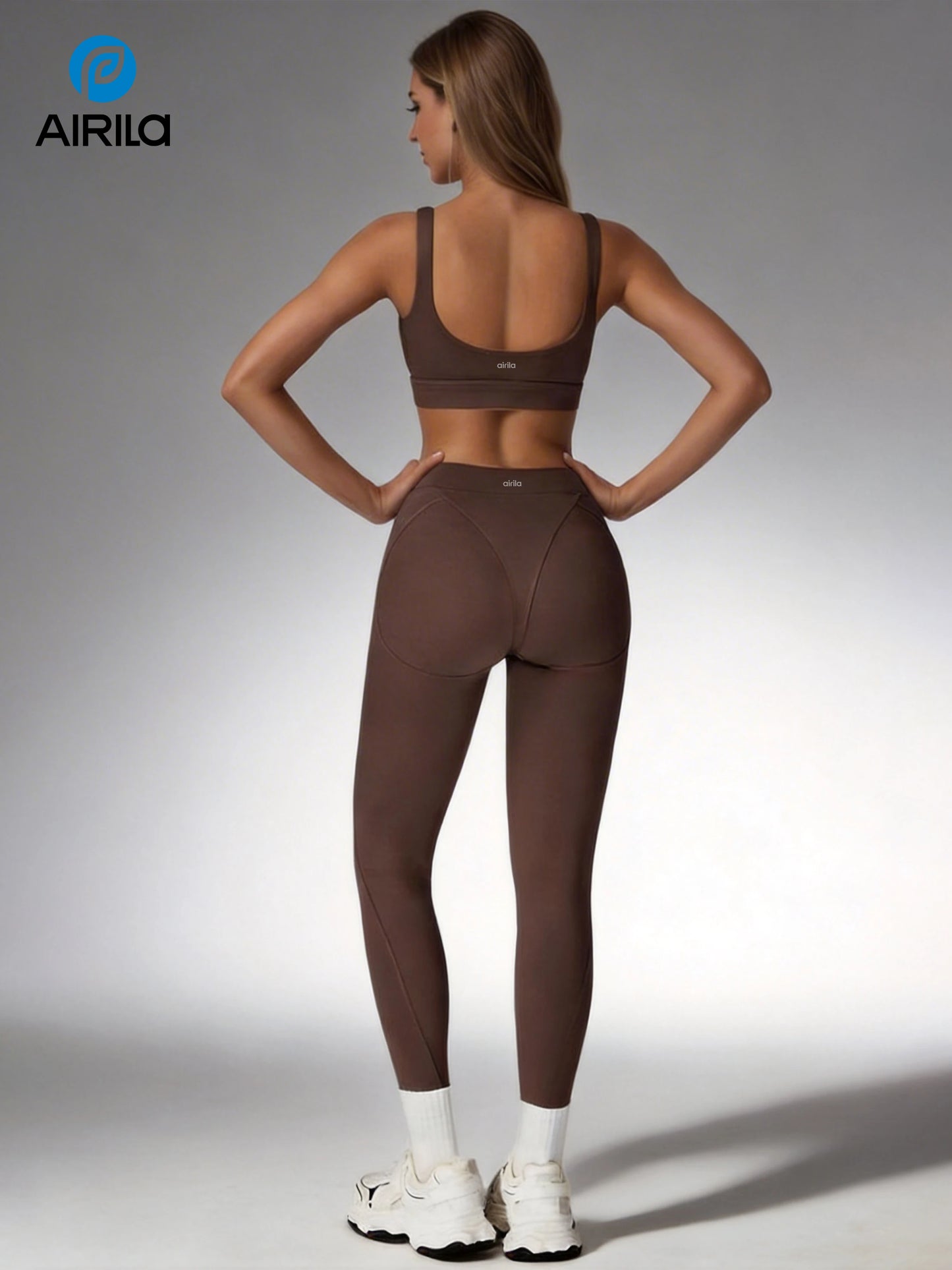 Airila 2-Piece Yoga Set Sports Bra and Leggings Pilates Gym High-Waisted Sports Casual Pants Butt-Lifting Running Shapewear Pants