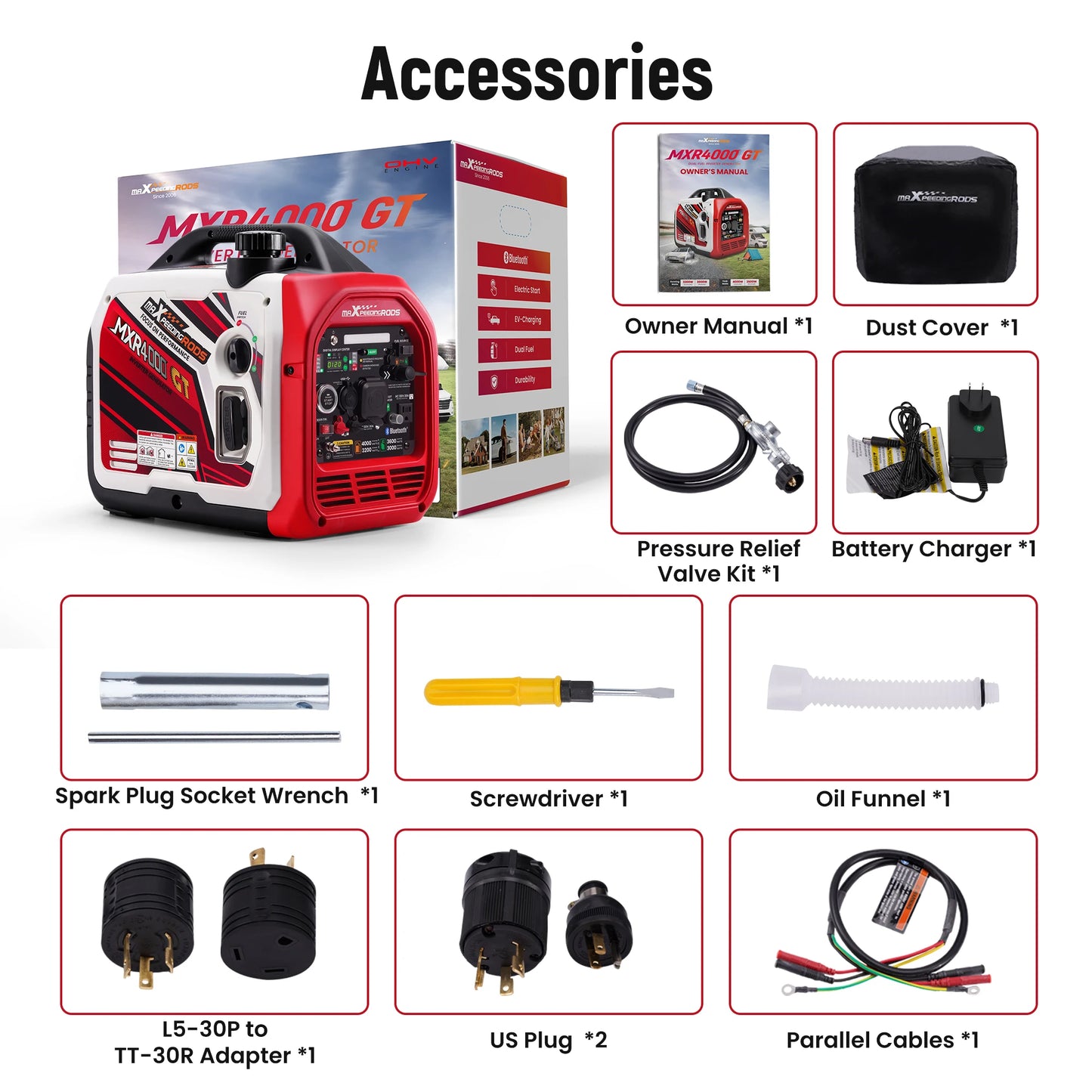 Maxpeedingrods 4kW Dual Fuel Inverter Generator Bluetooth