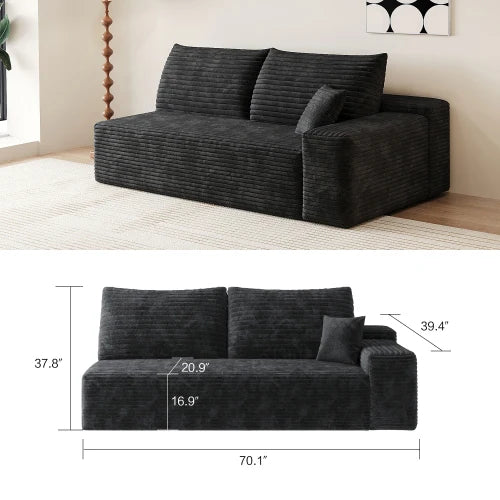 Cloud-style sectional sofa, with corduroy cover, fluffy memory foam cushions, easily assembled, modular recliner, large sofa set