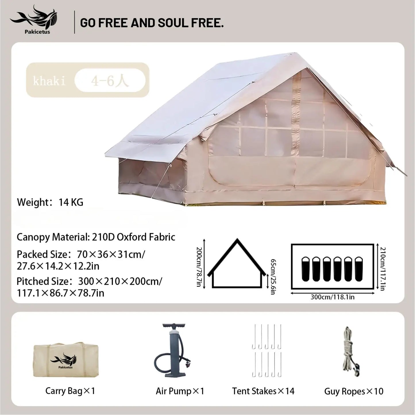 Pakicetus Inflatable Camping Tent Four To Eight Family