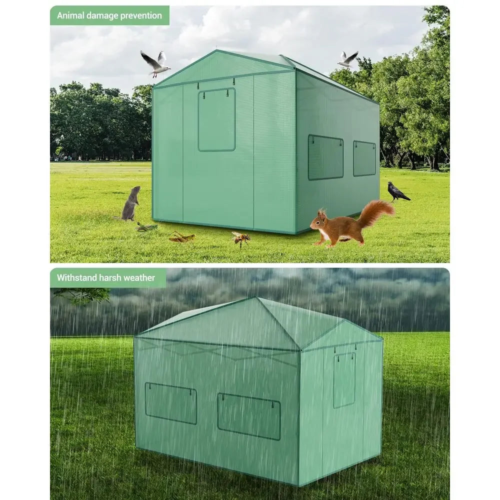 Pop Up Greenhouse 8x12 ft,Portable Walkin Indoor Outdoor Greenhouse for Garden Patio Backyard,Zippered Doors and Window,PE Cove