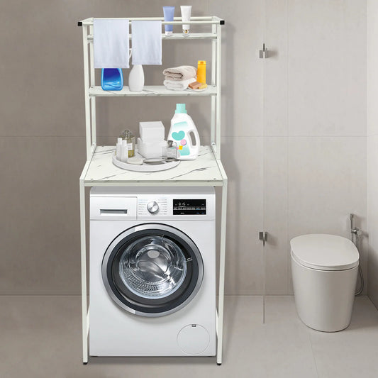 Over The Washer and Dryer Storage Shelf 3-Tier  Bathroom Storage and Organizer Rack for Hanging Towels and Drying Clothes
