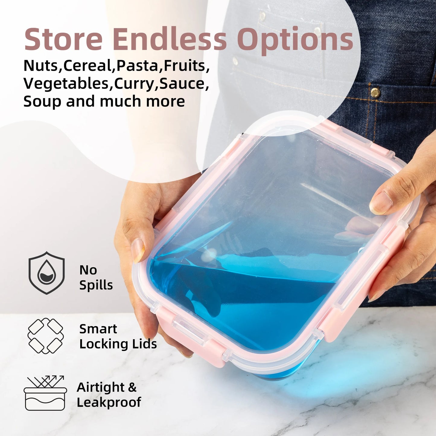 Glass Storage Containers Set, Leakproof Airtight
