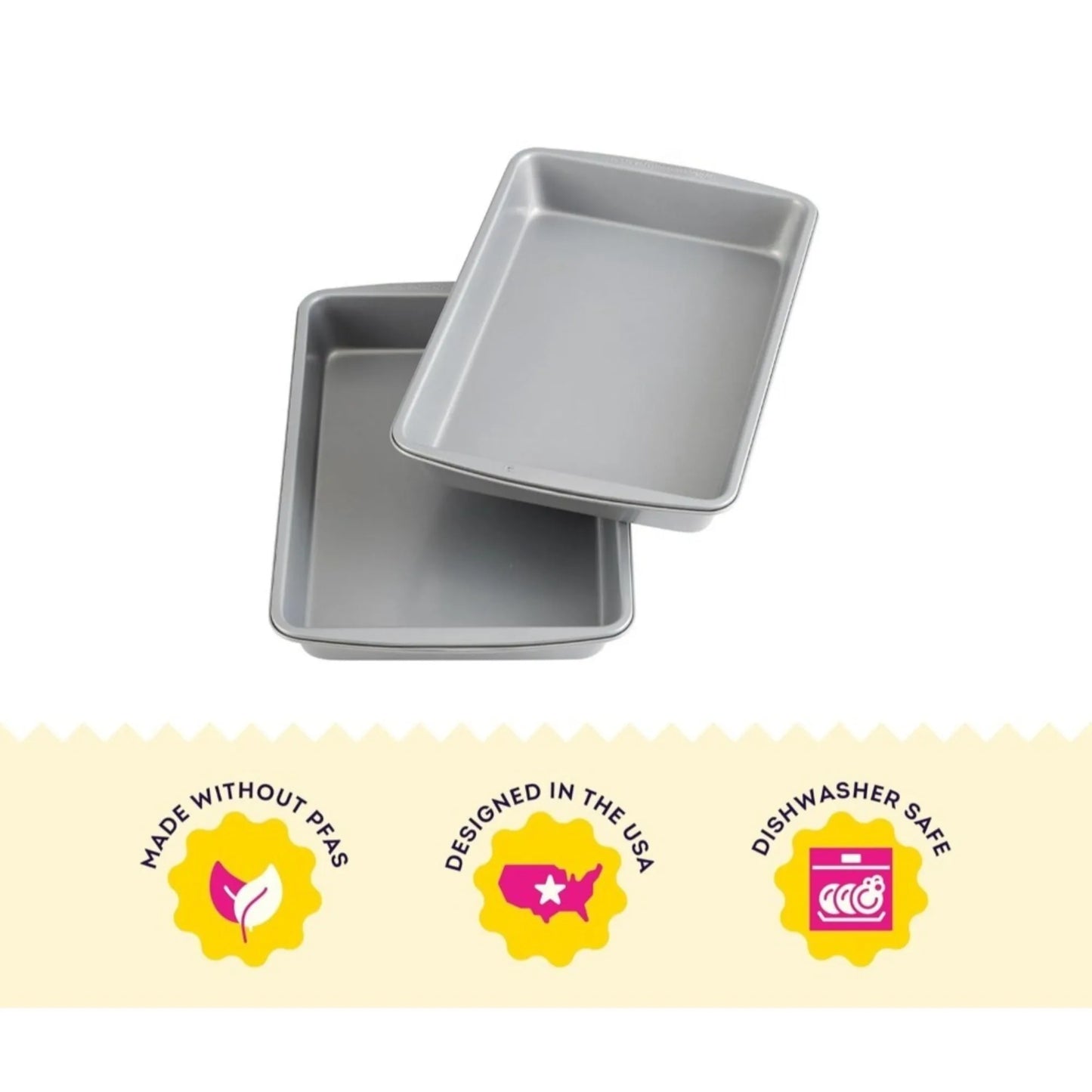 2 Pack Brownie Baking 11*8 Non-Stick Oblong Cake Pan with Even Heat Distribution for Lasting Perfection