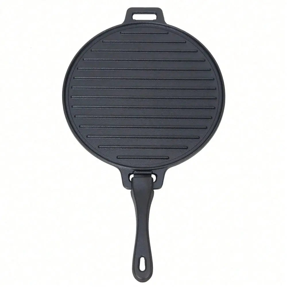 4-Piece Cast Iron Skillet Set With Handles And Griddle, Pre-Seasoned, 6", 10.5", 11"