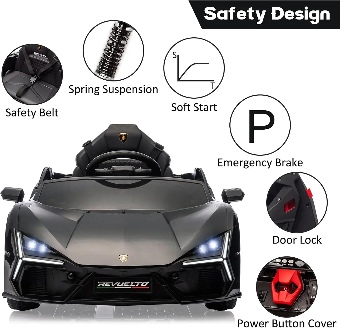 3-8 Years Ride On Car Toy for Kids Children Boys Girls Gift Electric Vehicle with Bluetooth USB Music Remote Control Headlight