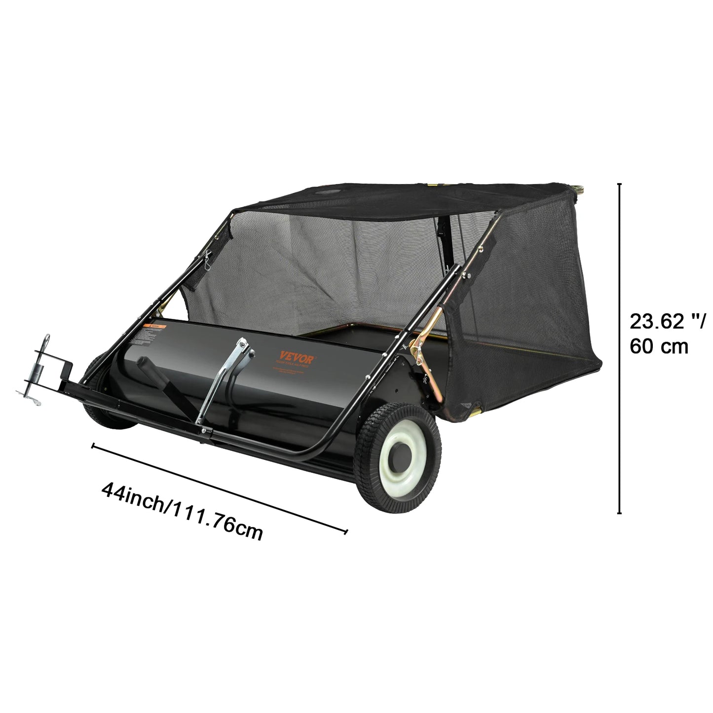 SucceBuy Tow Behind Lawn 21/26/44/50in Sweeper Large Capacity Heavy Duty Leaf & Grass Collector with Adjustable Sweeping Lawn