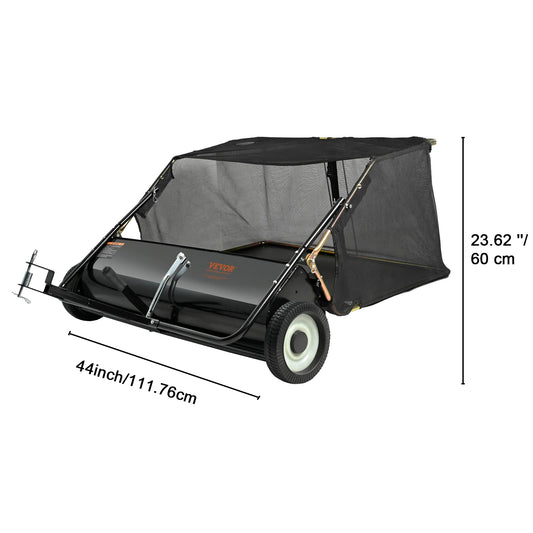 SucceBuy Tow Behind Lawn 21/26/44/50in Sweeper Large Capacity Heavy Duty Leaf & Grass Collector with Adjustable Sweeping Lawn