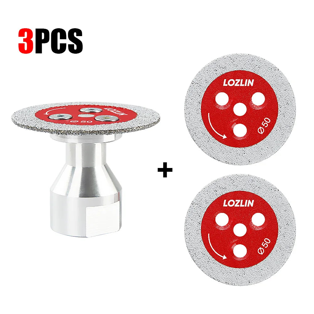 LOZLIN 50mm Diamond Mini Saw Blade with Thread Vacuum Brazed Cutting Disc for Granite Sandstone Concrete Stone Carving Lettering Engraving Grinding Tool, 5/8-11 Thread Stone Cutting Wheel for Angle Grinder