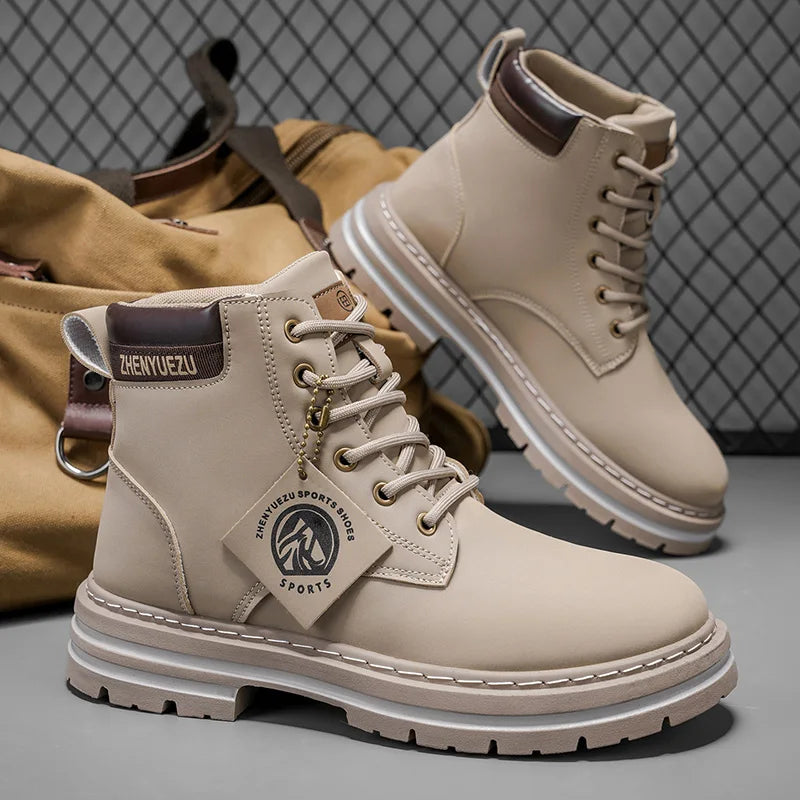 Men High Top Casual Walking Shoes With Thick Sole