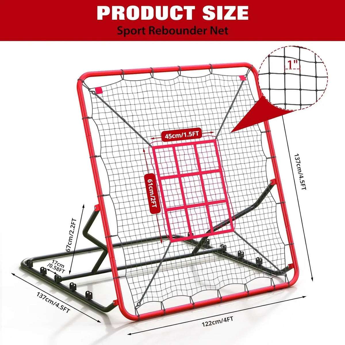 Baseball/Softball Rebounder Net, Pitchback Rebounder Net, Soccer Rebounder Net, Adjustable Multisport Pitching Rebounder Net
