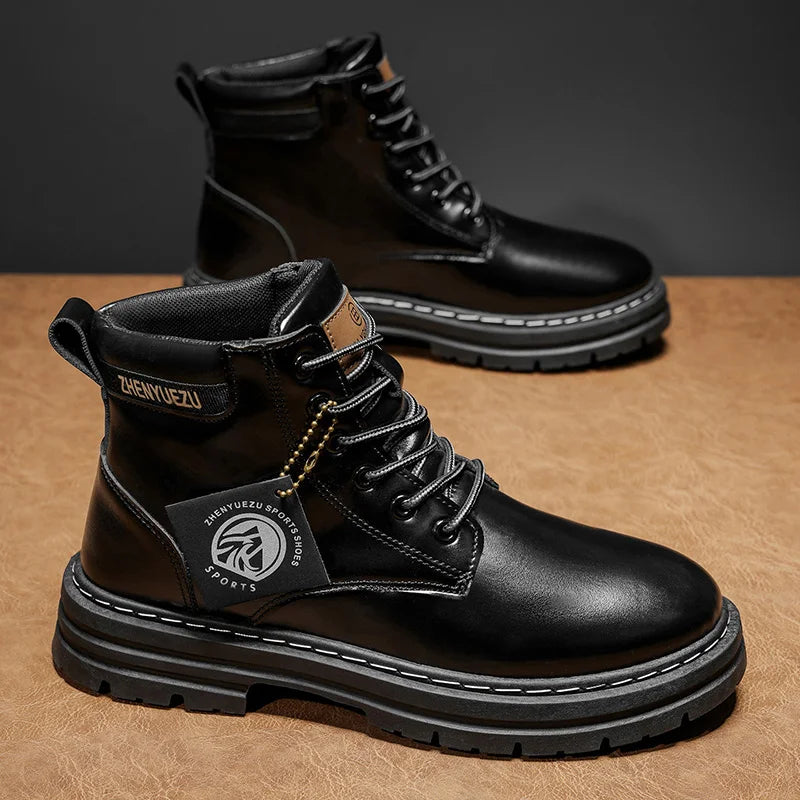 Men High Top Casual Walking Shoes With Thick Sole