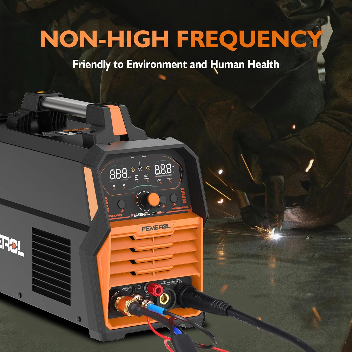FEMEROL 2 In 1 60A Plasma Cutter 110/220V 200A Stick Welder Non-Touch Pilot Arc Large LED Display IGBT Plasma Cutting Machine