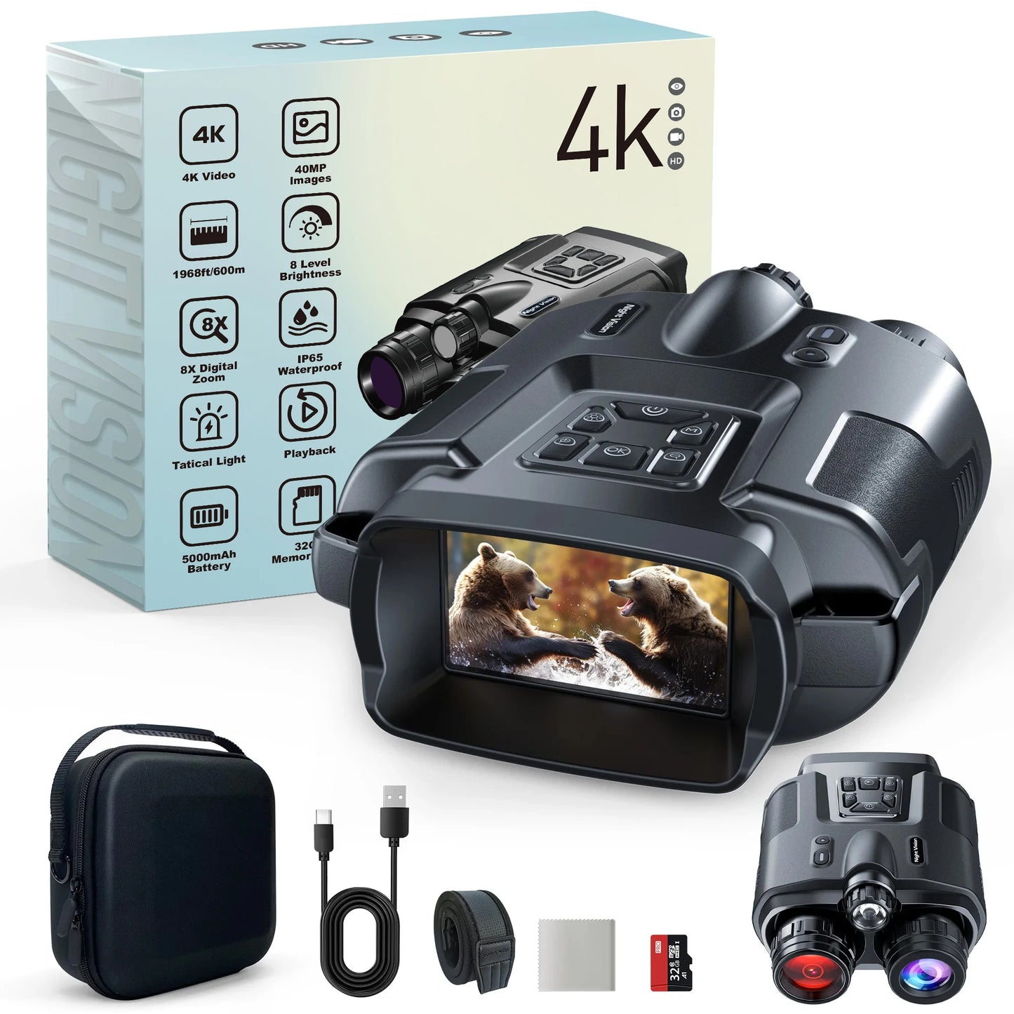 DIYIMIN Night Vision Binoculars 4K Infrared 8X Zoom