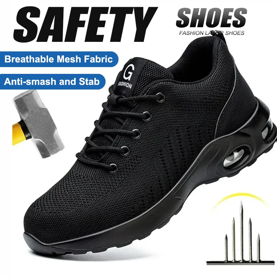 Men Steel Toe Work Safety Boots Lightweight Breathable