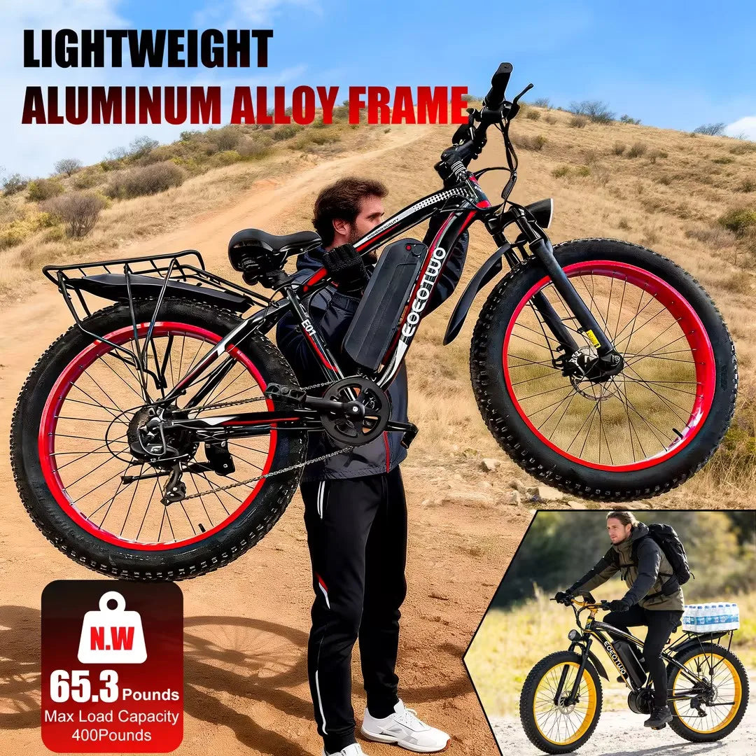 EOEOTWO 1500W Fat Tire Electric Bike 34MPH 48V Ebike