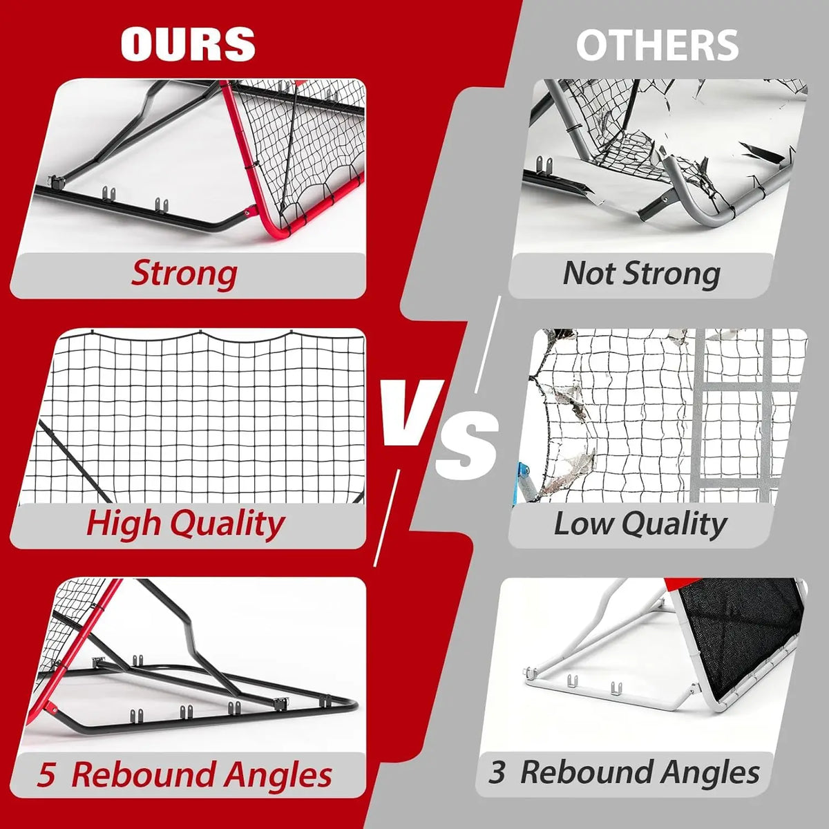 Baseball/Softball Rebounder Net, Pitchback Rebounder Net, Soccer Rebounder Net, Adjustable Multisport Pitching Rebounder Net