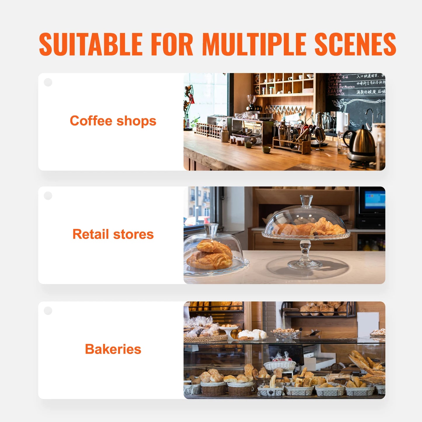 SucceBuy 3 Tier Clear Pastry Display Case Acrylic Commercial Countertop Bakery Display Case with Front and Rear Door for Bread