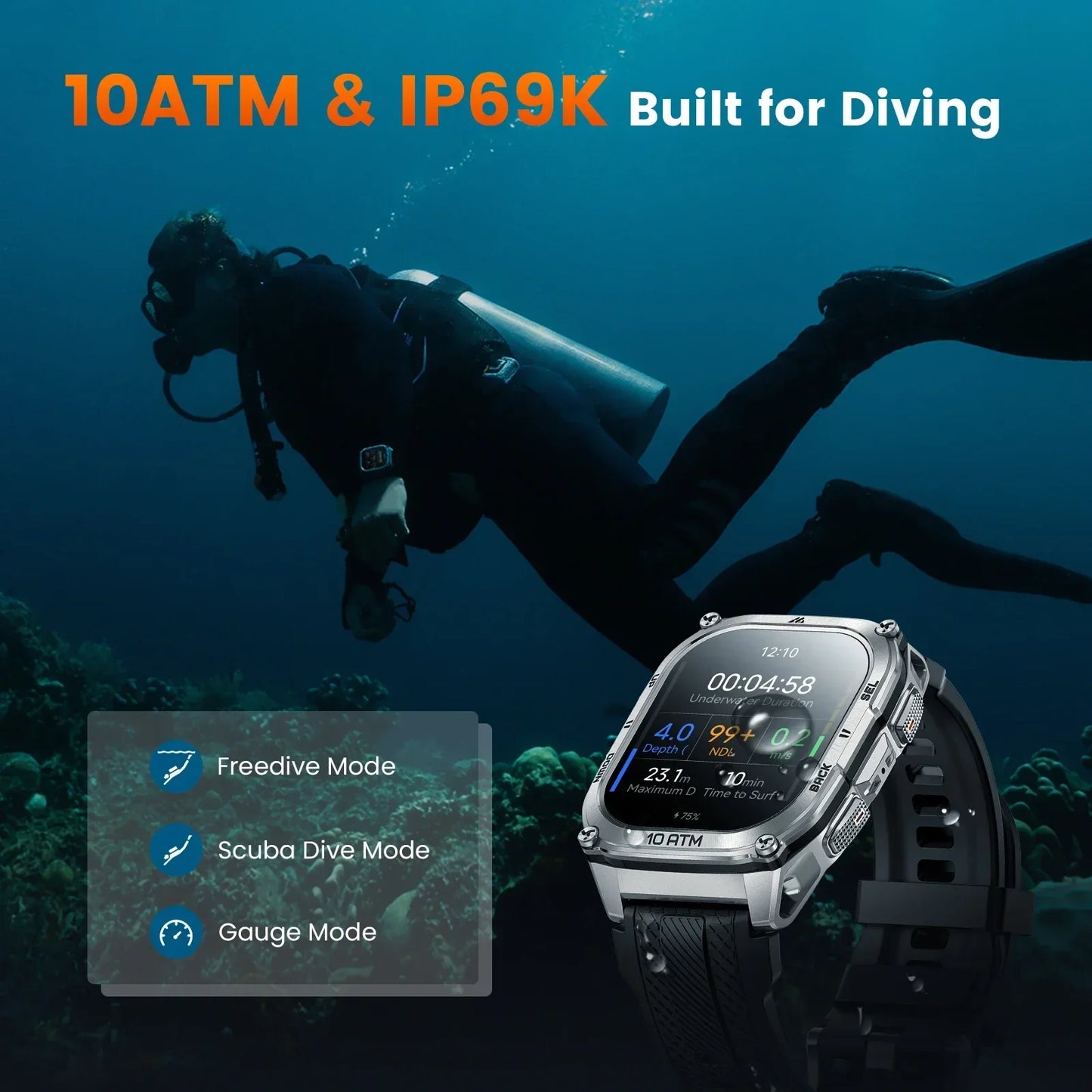 KOSPET Tank M4 Smartwatch GPS 10ATM Waterproof