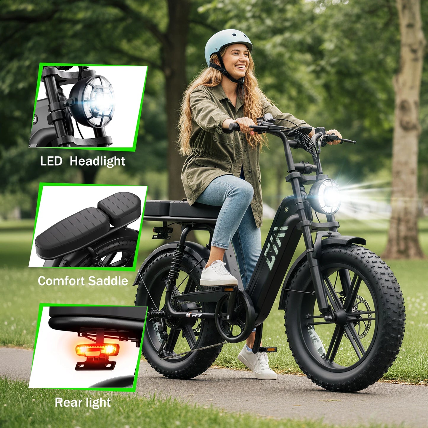 TST 1500W Electric Fat Tire Bike 60 Mile Range