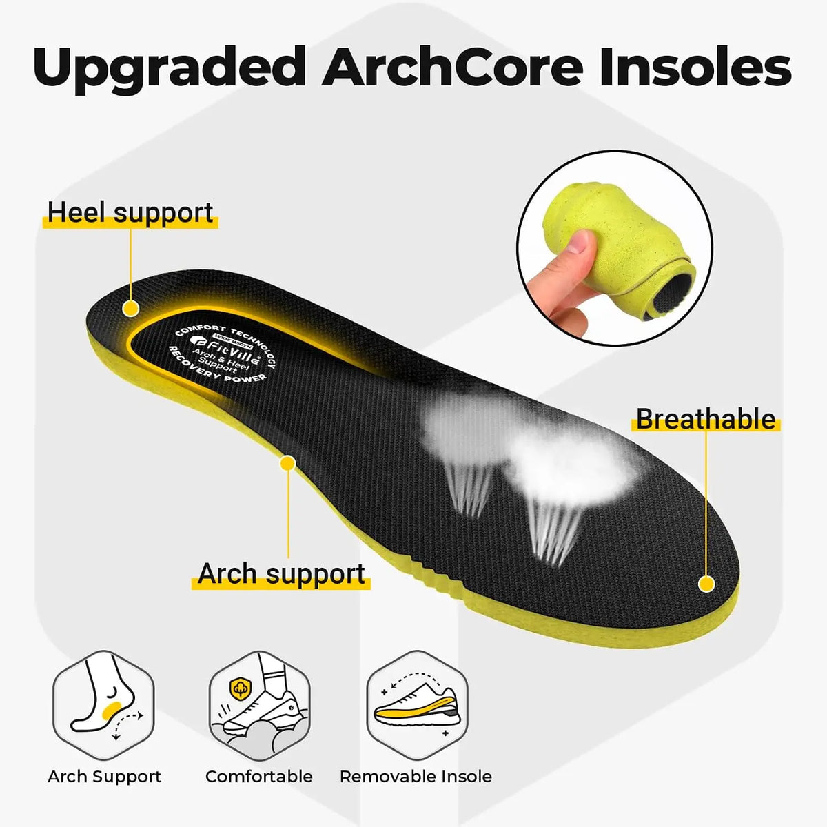 Fitville Men Wide Fit Running Shoes With Arch Support