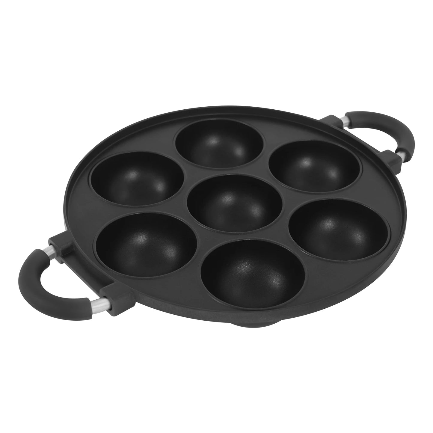 7-Hole Cake Mold Baking Pan with Handle Cake Cooking Pan Takoyaki Maker Non-stick Omelette Pan Kitchenware for Home Bakery Café
