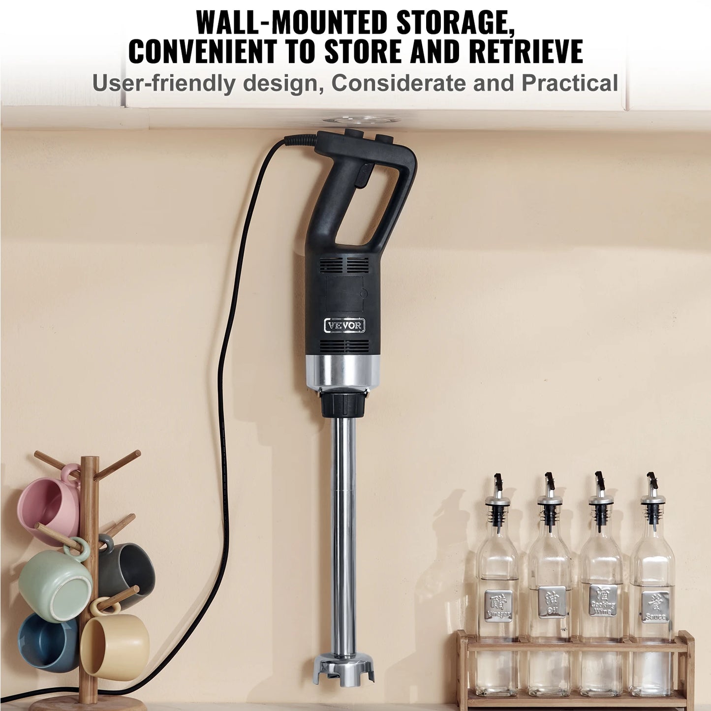 SucceBuy Commercial Immersion Blender 500 Watt Heavy Duty Hand Mixer Variable Speed Kitchen Stick Mixer with 304 Stainless Steel