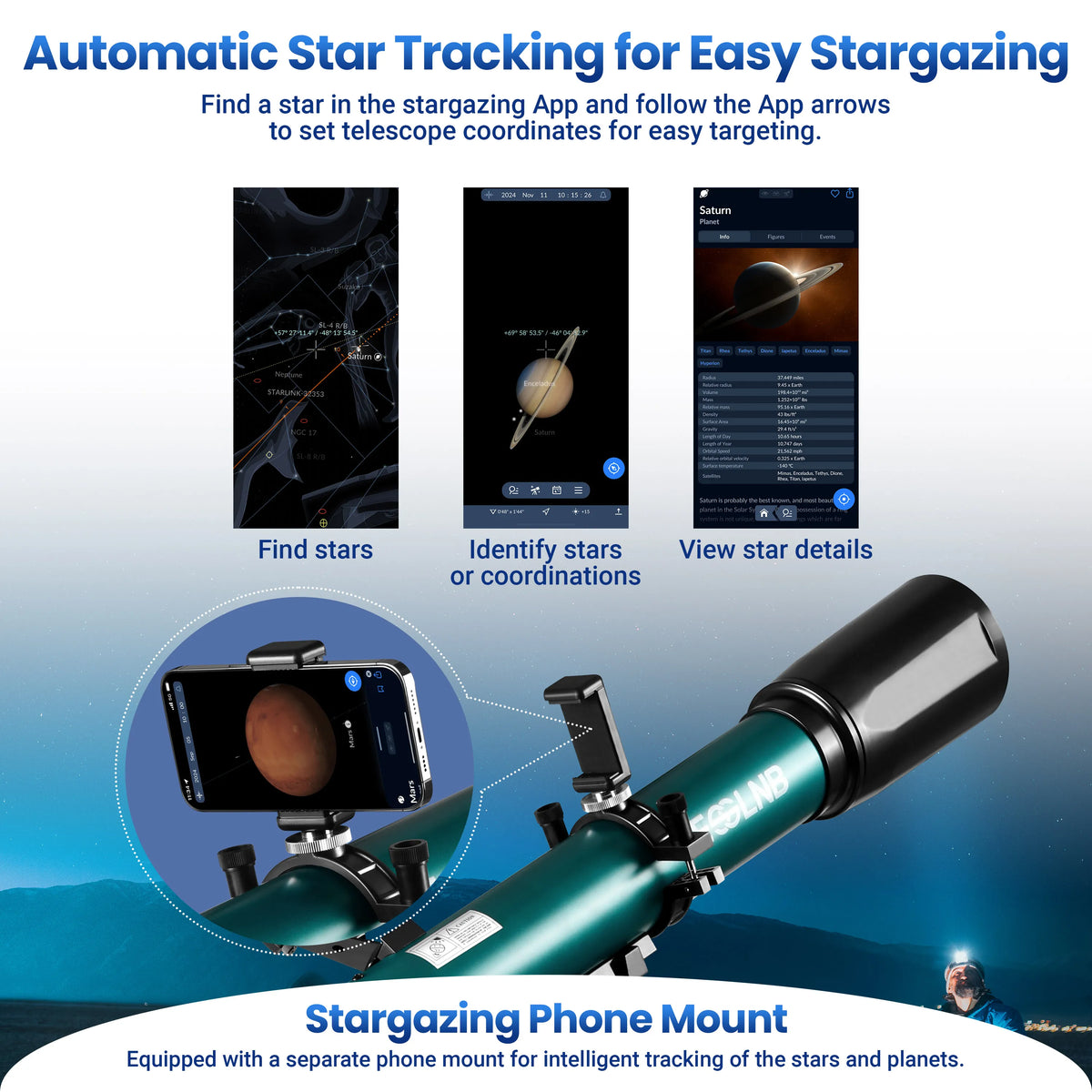 Telescope for Adults Astronomy, 80mm Aperture 700mm Refractor Telescopes for Beginners, Professional High Transmission Travel Telescope with Stargazing APP Phone Adapter